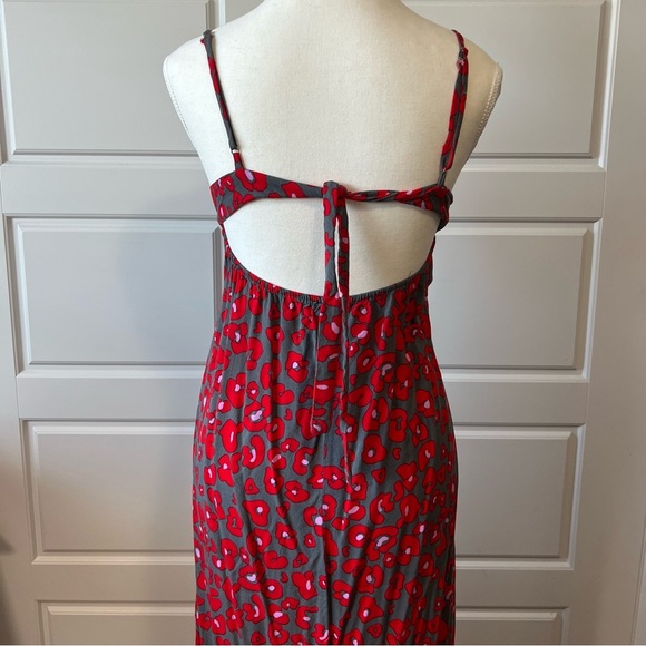 Beautiful Nomad Women’s SM Maxi Floral Red & Gray Leopard Print Sleeveless Dress - Picture 3 of 8